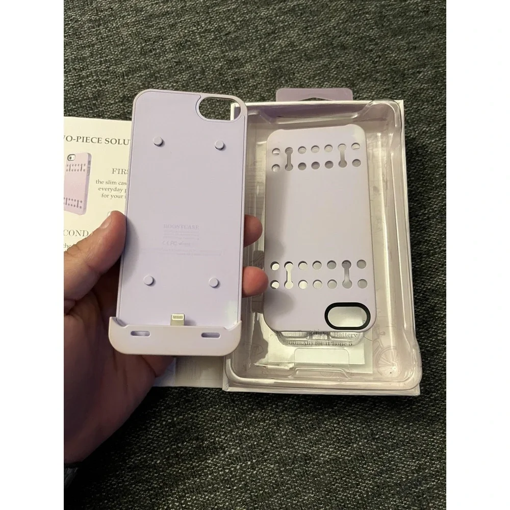 Boostcase Hybrid Battery Case IPhone 5 5s Purple Detachable 2200mAh Power Cover